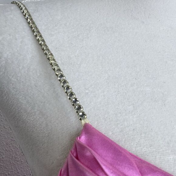 Vintage Y2K Cache Satin Maxi Slip Dress Formal Gown Size 4 Pink Rhinestones HOCO - Picture 7 of 16